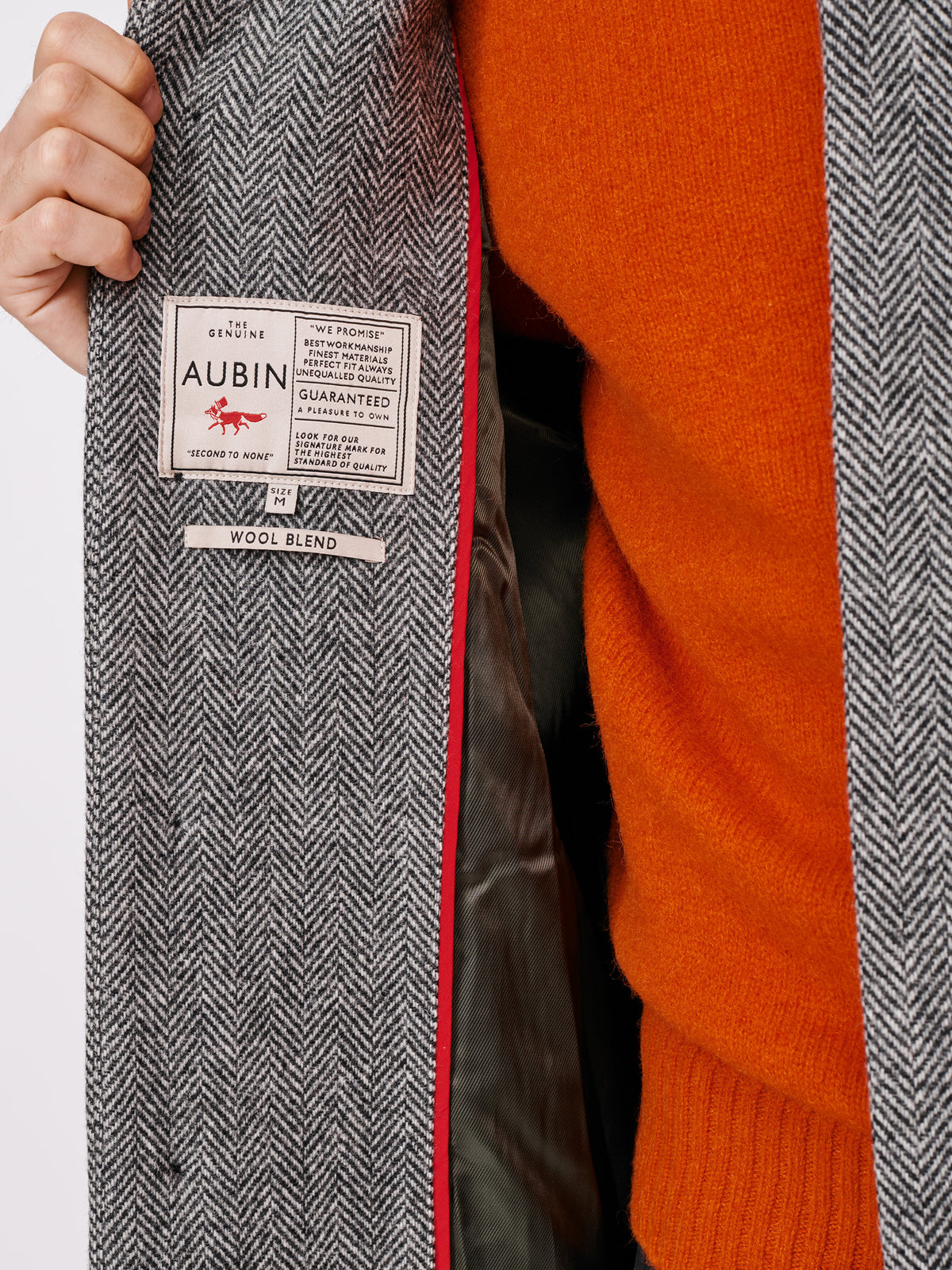 Aubin Grey Herringbone Dawes Overcoat | Overcoat