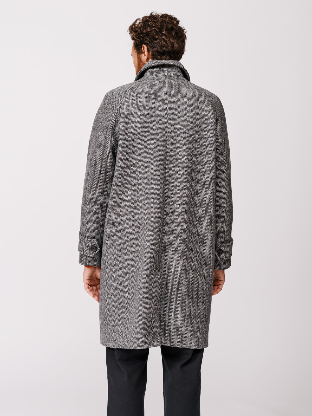 Aubin Grey Herringbone Dawes Overcoat | Overcoat