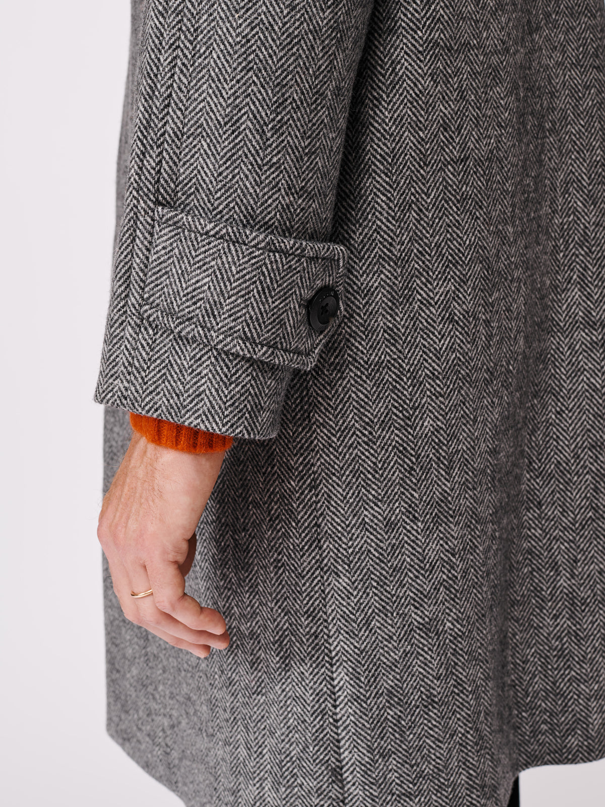 Aubin Grey Herringbone Dawes Overcoat | Overcoat