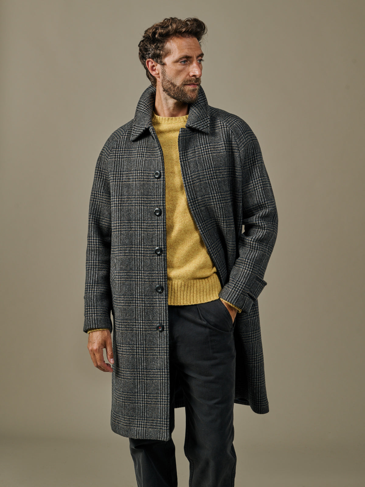Aubin Green Check Dawes Overcoat | Overcoat