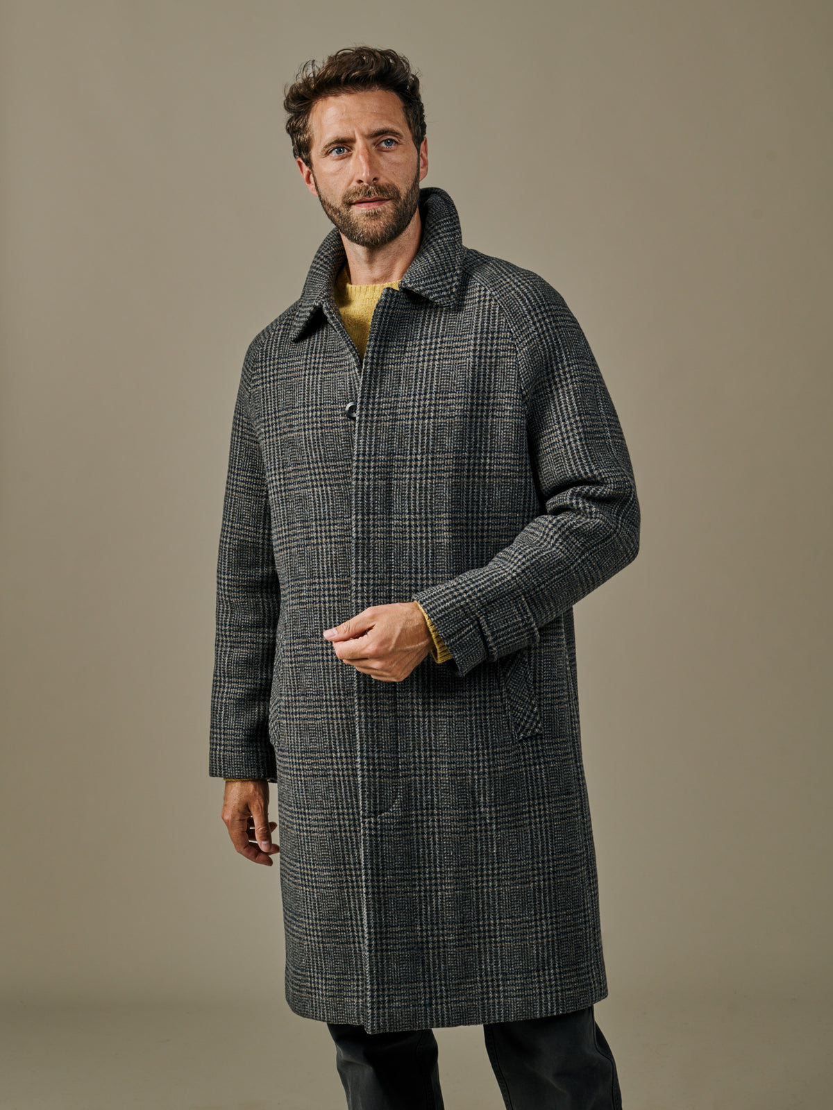 Aubin Green Check Dawes Overcoat | Overcoat