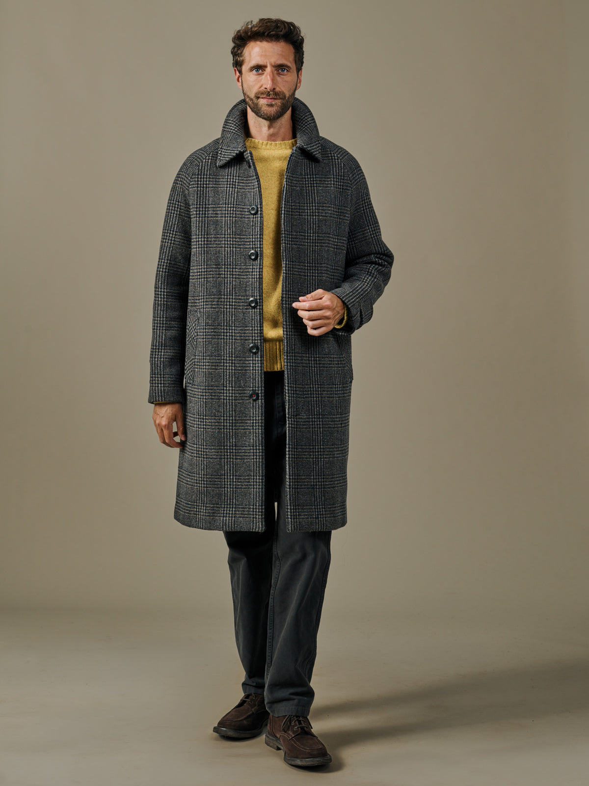 Aubin Green Check Dawes Overcoat | Overcoat
