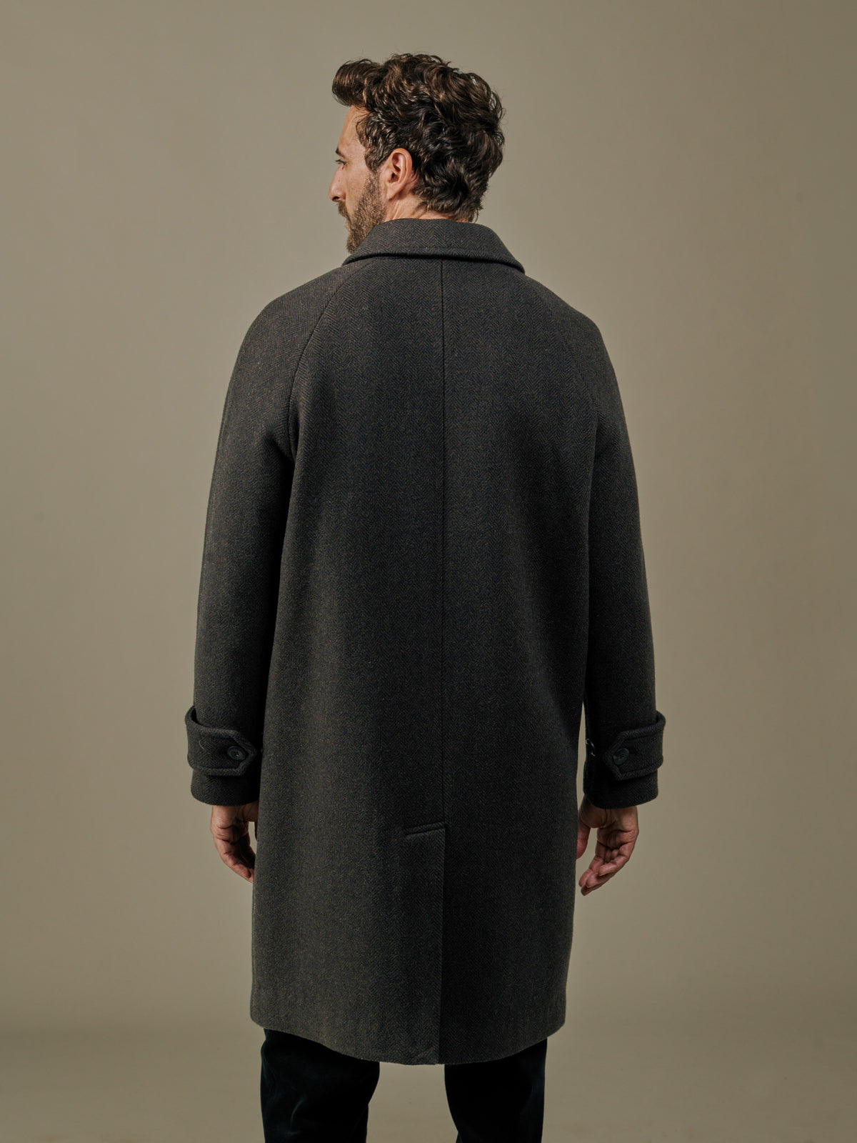 Aubin Brown Herringbone Dawes Overcoat | Overcoat