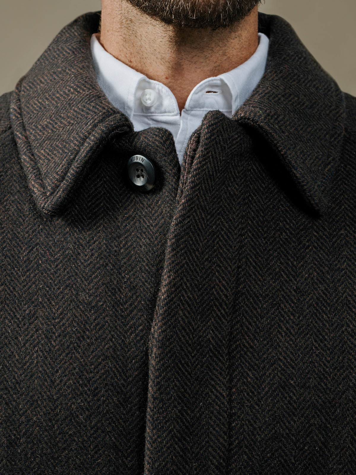 Aubin Brown Herringbone Dawes Overcoat | Overcoat