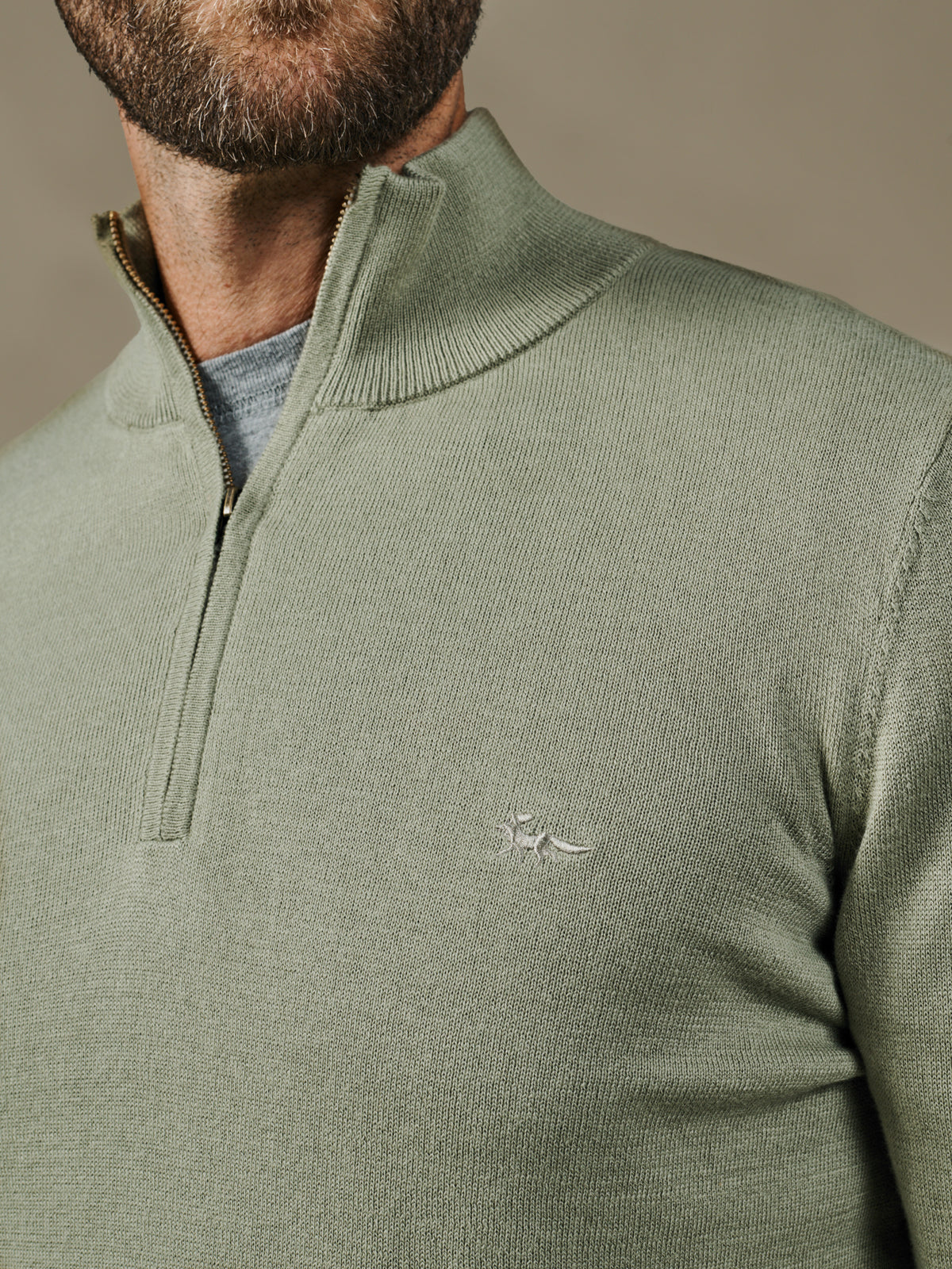 Aubin Sage Daw Cotton Zip Neck | Zip Neck