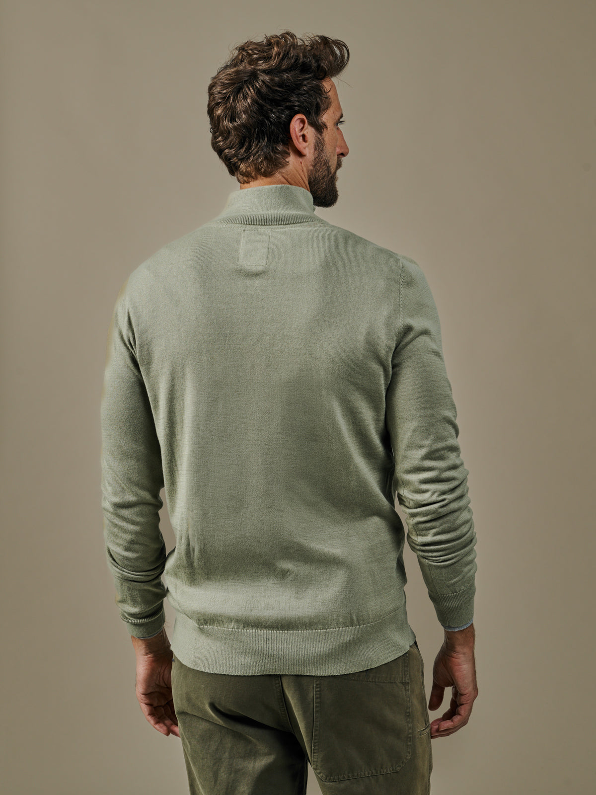 Aubin Sage Daw Cotton Zip Neck | Zip Neck