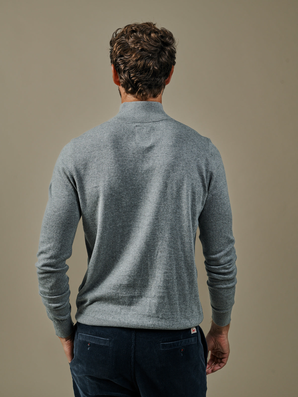 Aubin Grey Marl Daw Cotton Zip Neck | Zip Neck