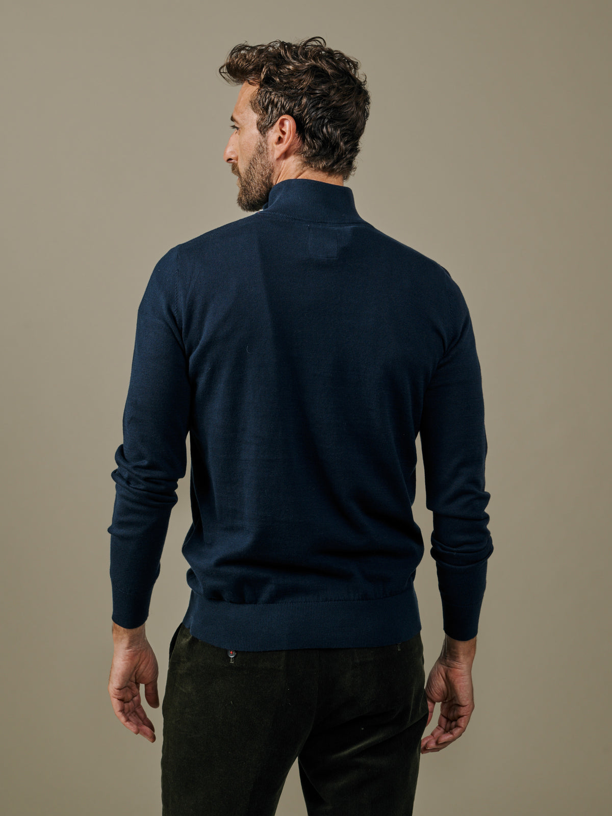 Aubin Navy Daw Cotton Zip Neck | Zip Neck