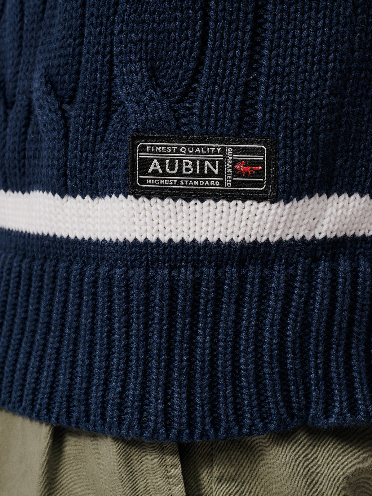 Aubin Navy Denton Cotton Cricket Jumper | V-Neck