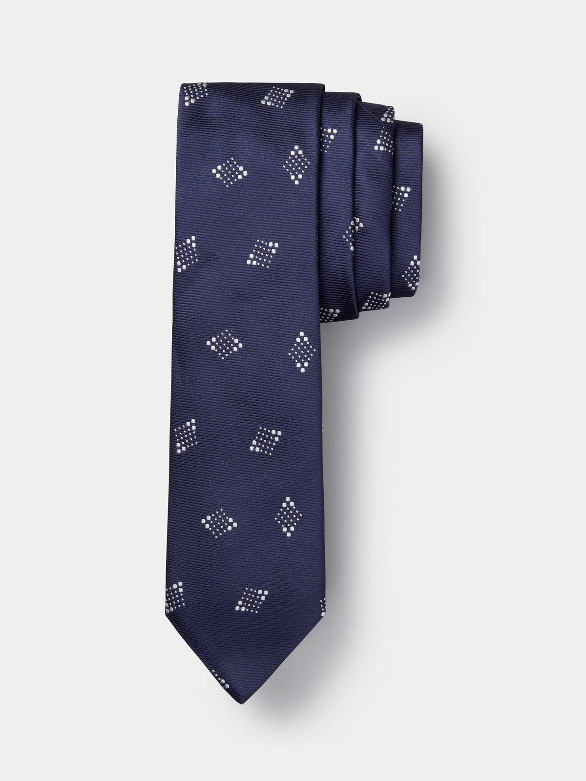 Aubin Silk Tie in Diamond Jacquard, styled as part of the Pocket Square & Tie Set