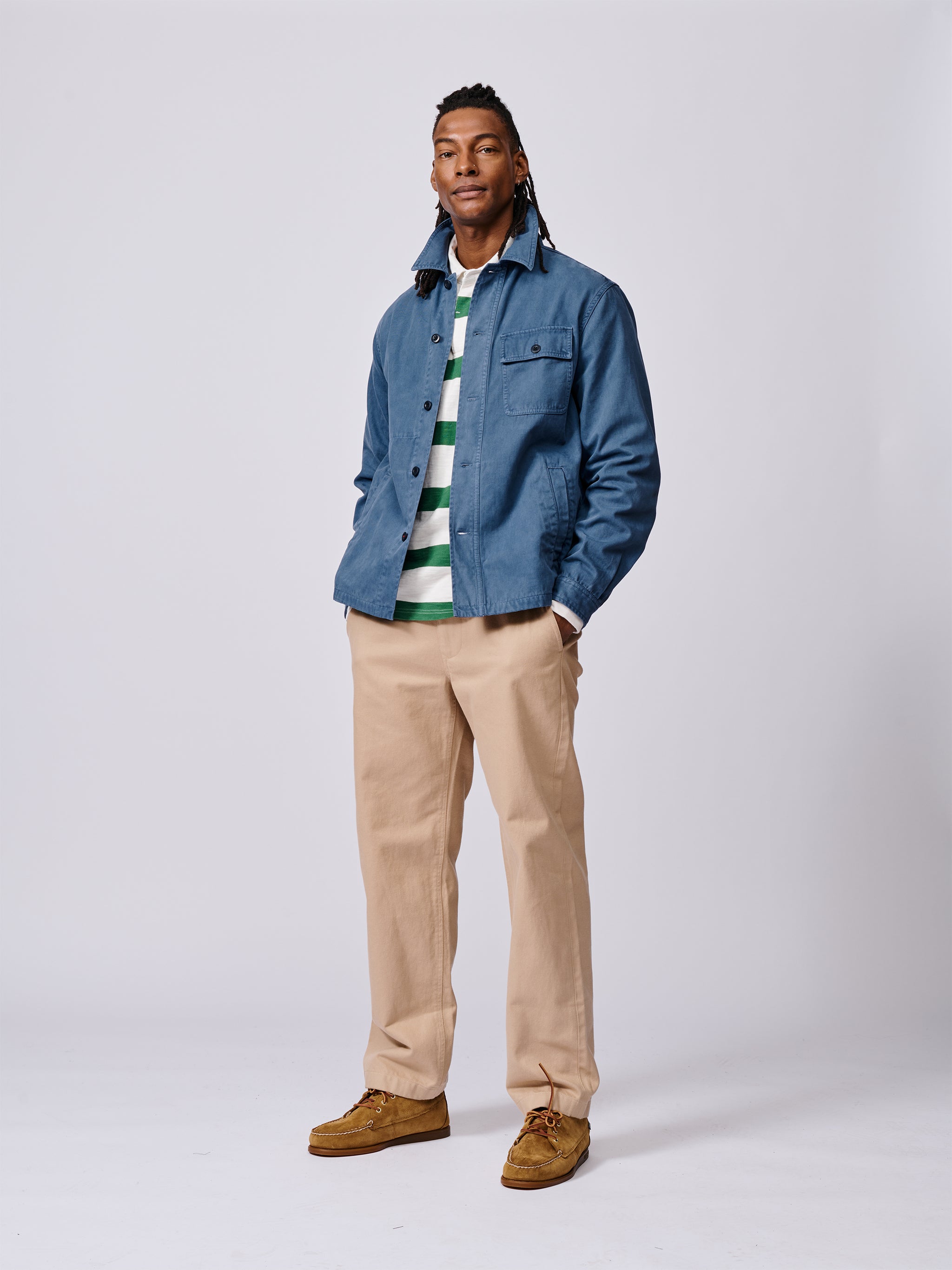 Washed Blue Dowse Worker Jacket | Aubin