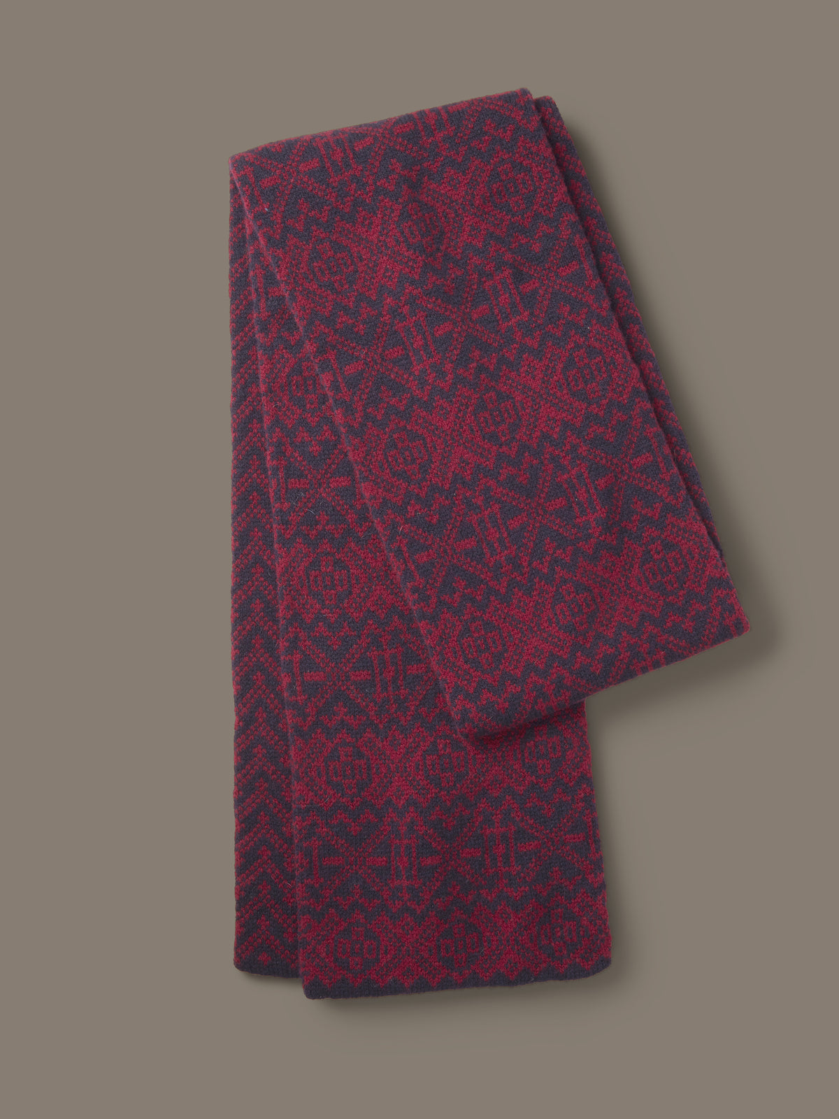 Aubin Burgundy/Navy Dudley Fairisle Scarf | Scarf