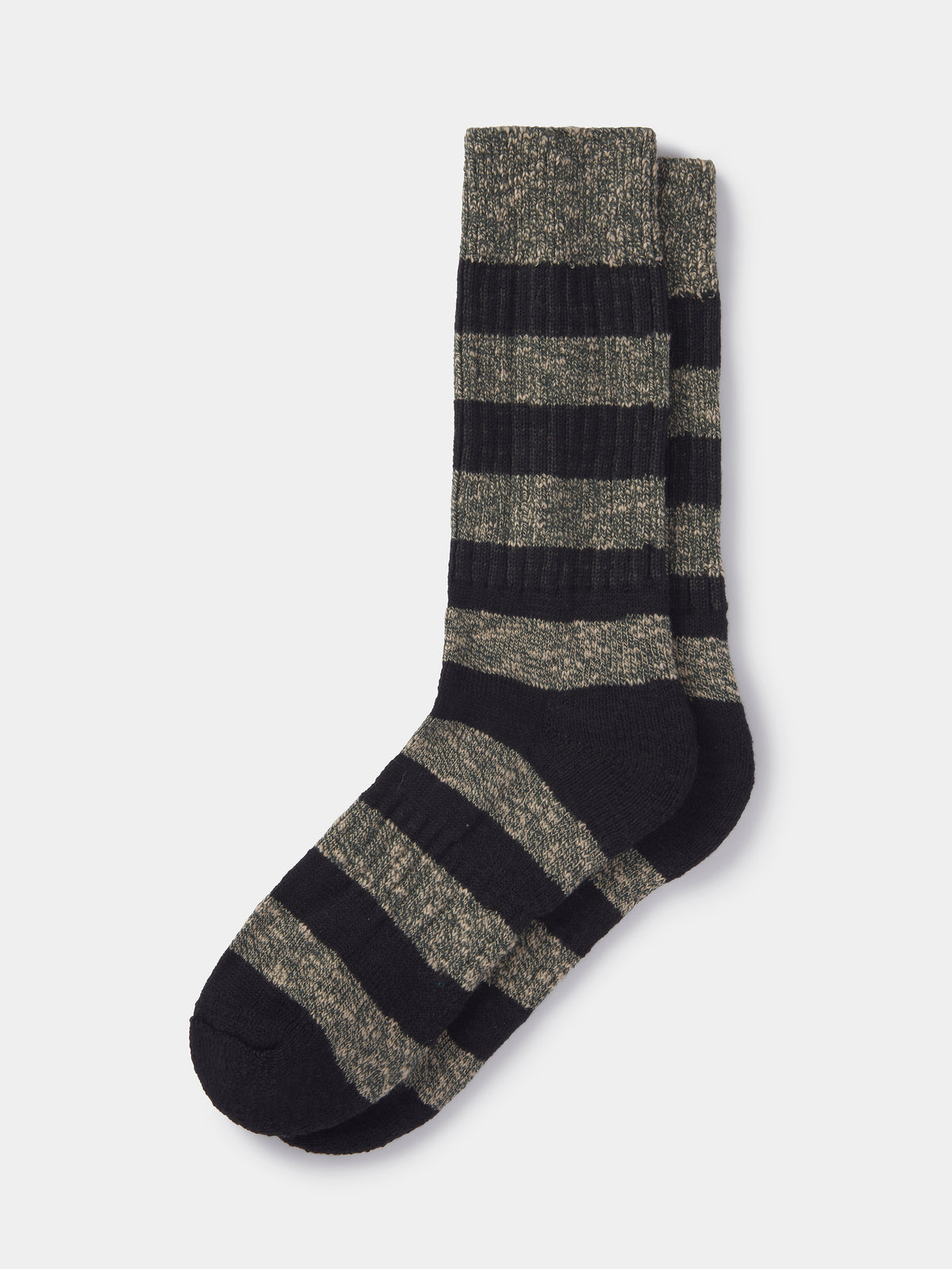 Aubin Dale Twist Striped Sock in Khaki Twist Stripe
