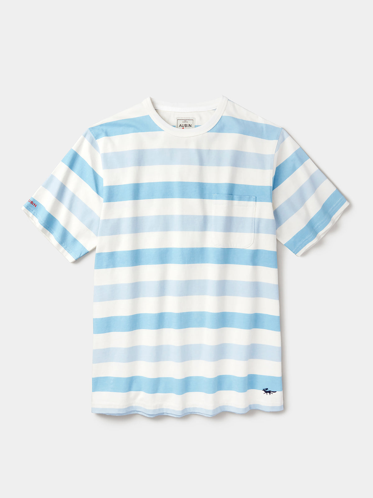 Aubin Teal/Ecru Stripe Danton Relaxed T-Shirt | T-Shirt