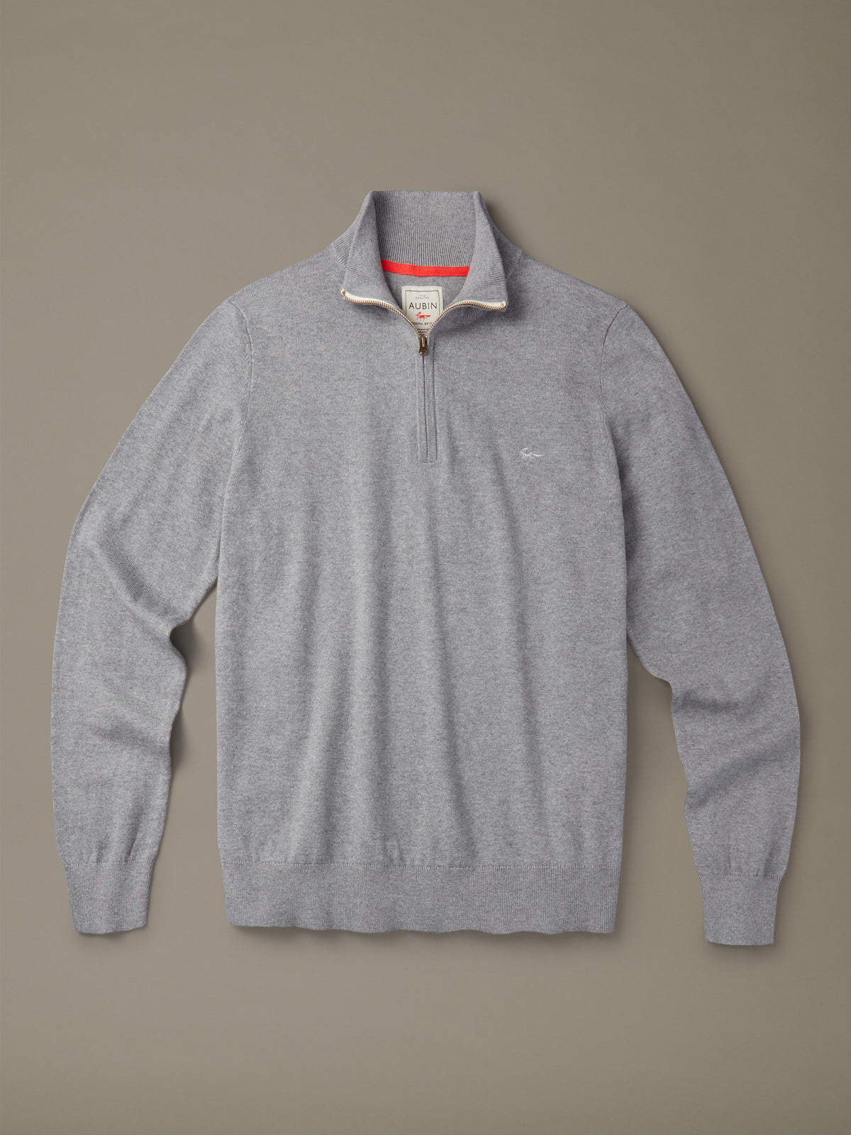 Aubin Grey Marl Daw Cotton Zip Neck | Zip Neck