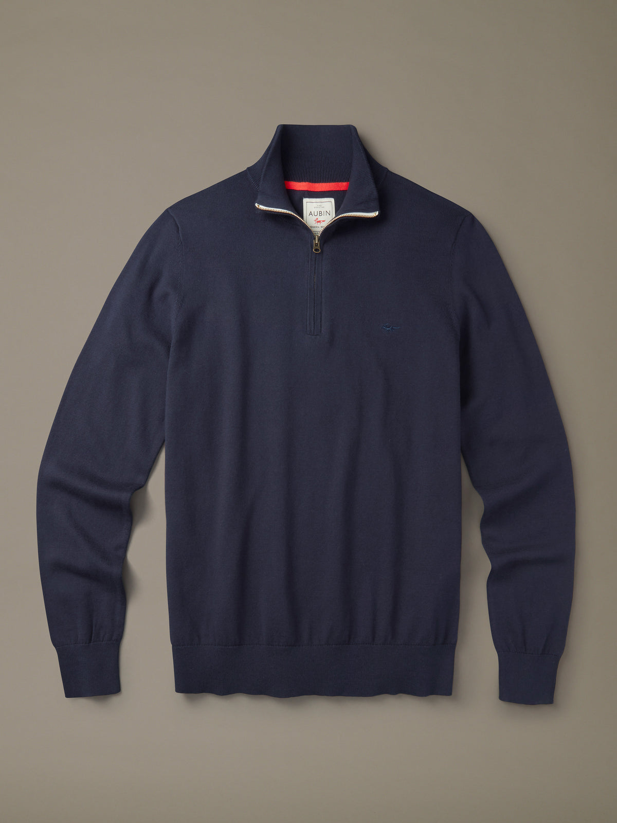 Aubin Navy Daw Cotton Zip Neck | Zip Neck