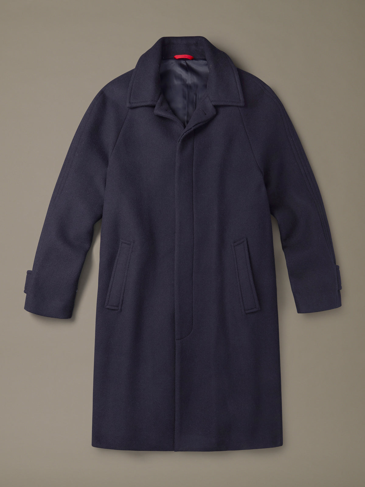 Aubin Navy Herringbone Dawes Overcoat | Overcoat