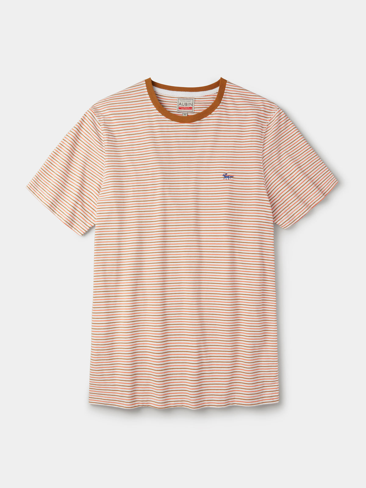 Aubin Orange Mix Deacon Feeder Stripe T-Shirt | T-Shirt