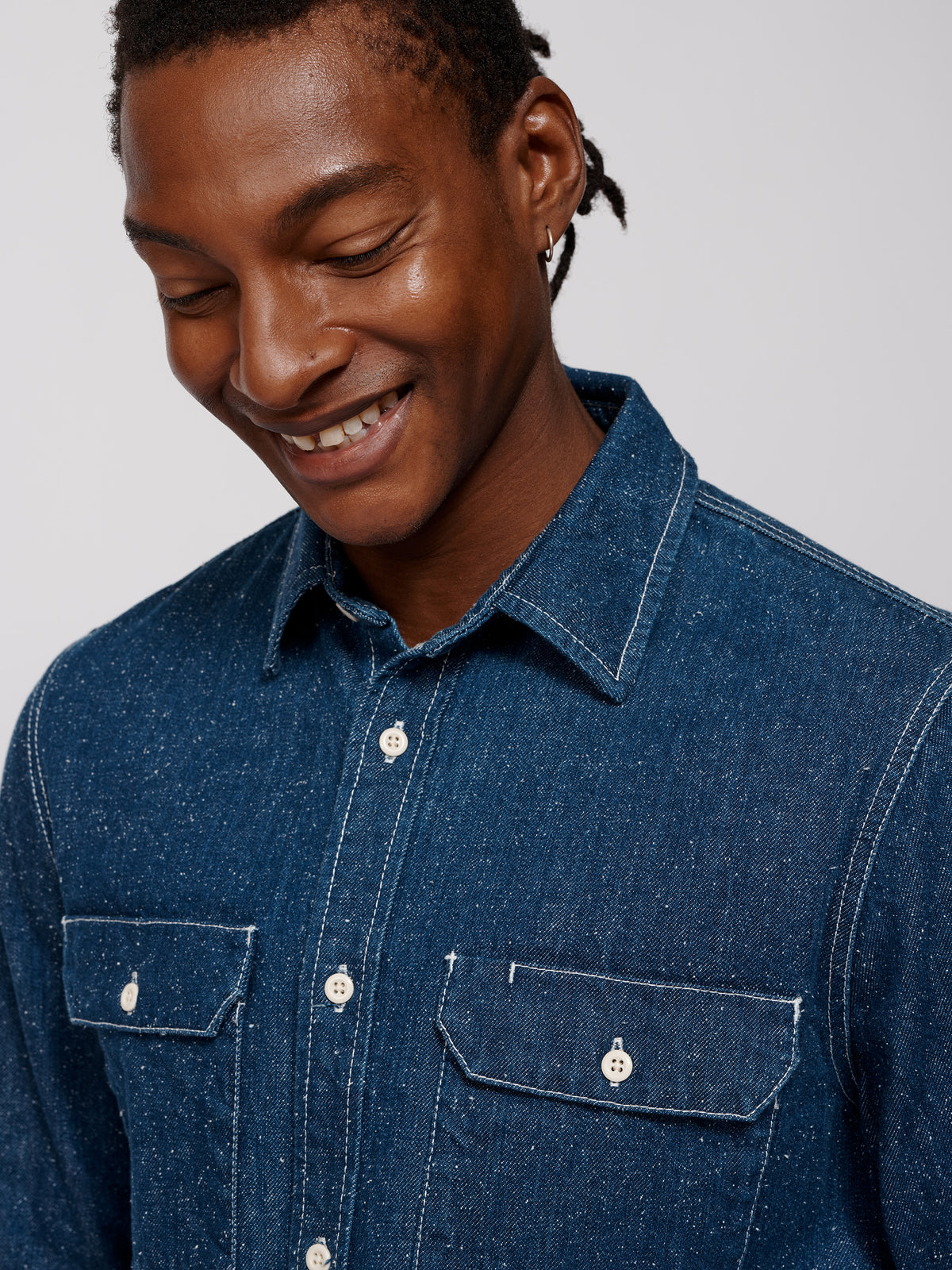 Aubin Detuyll Selvedge Denim Shirt, detail view