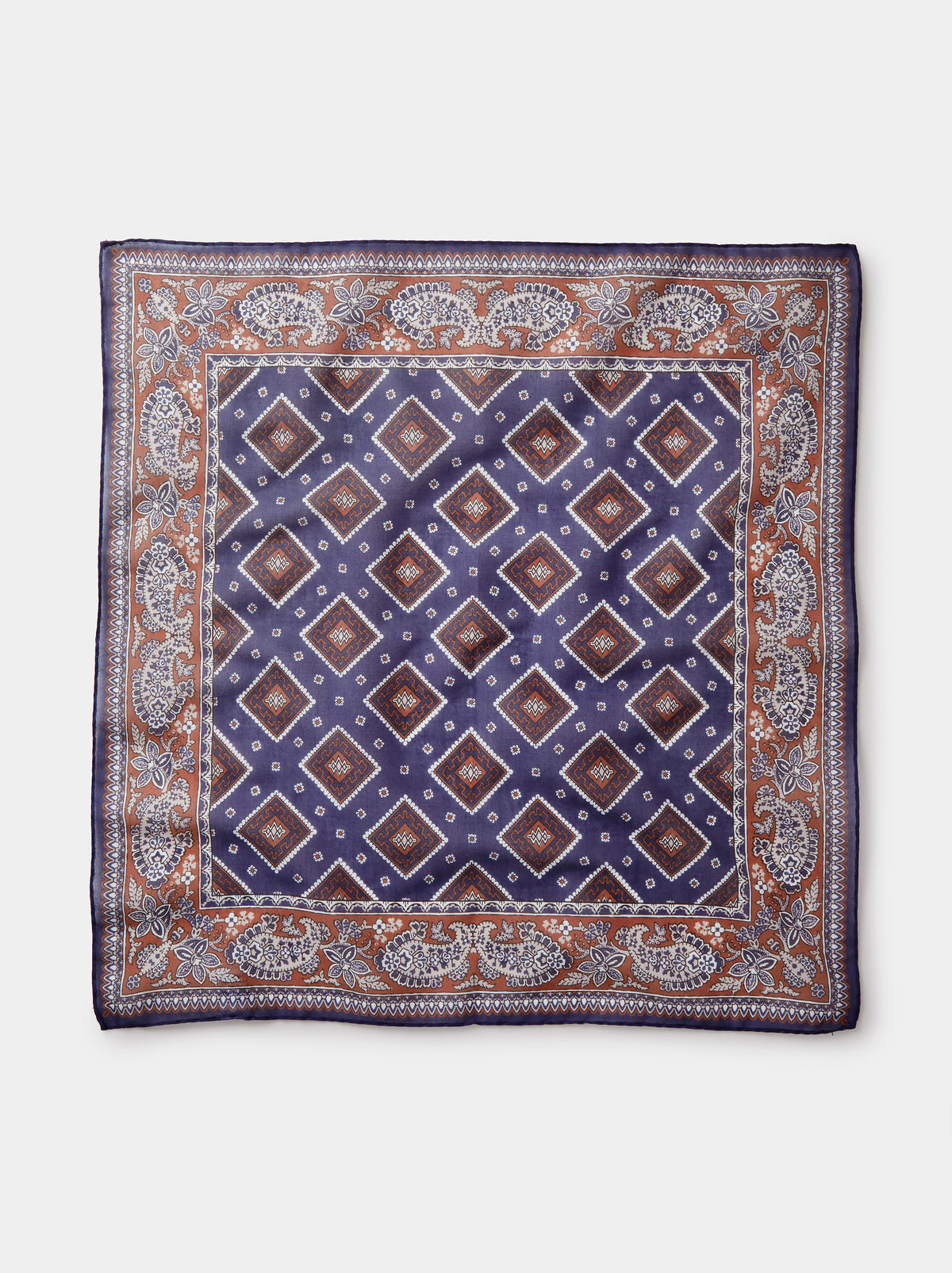 Aubin Ashmont Pocket Square in Navy Print, styled as part of the Pocket Square & Tie Set