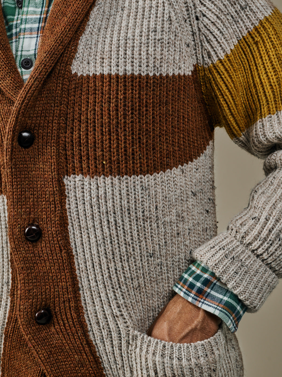 Aubin Ecru/Tan Mix Earl Shawl Collar Cardigan | Cardigan