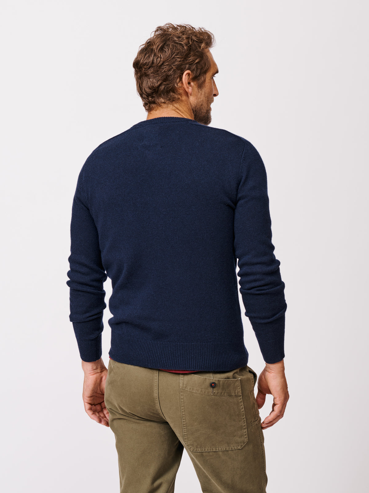 Aubin Navy Eastbourne Merino V Neck | V-Neck