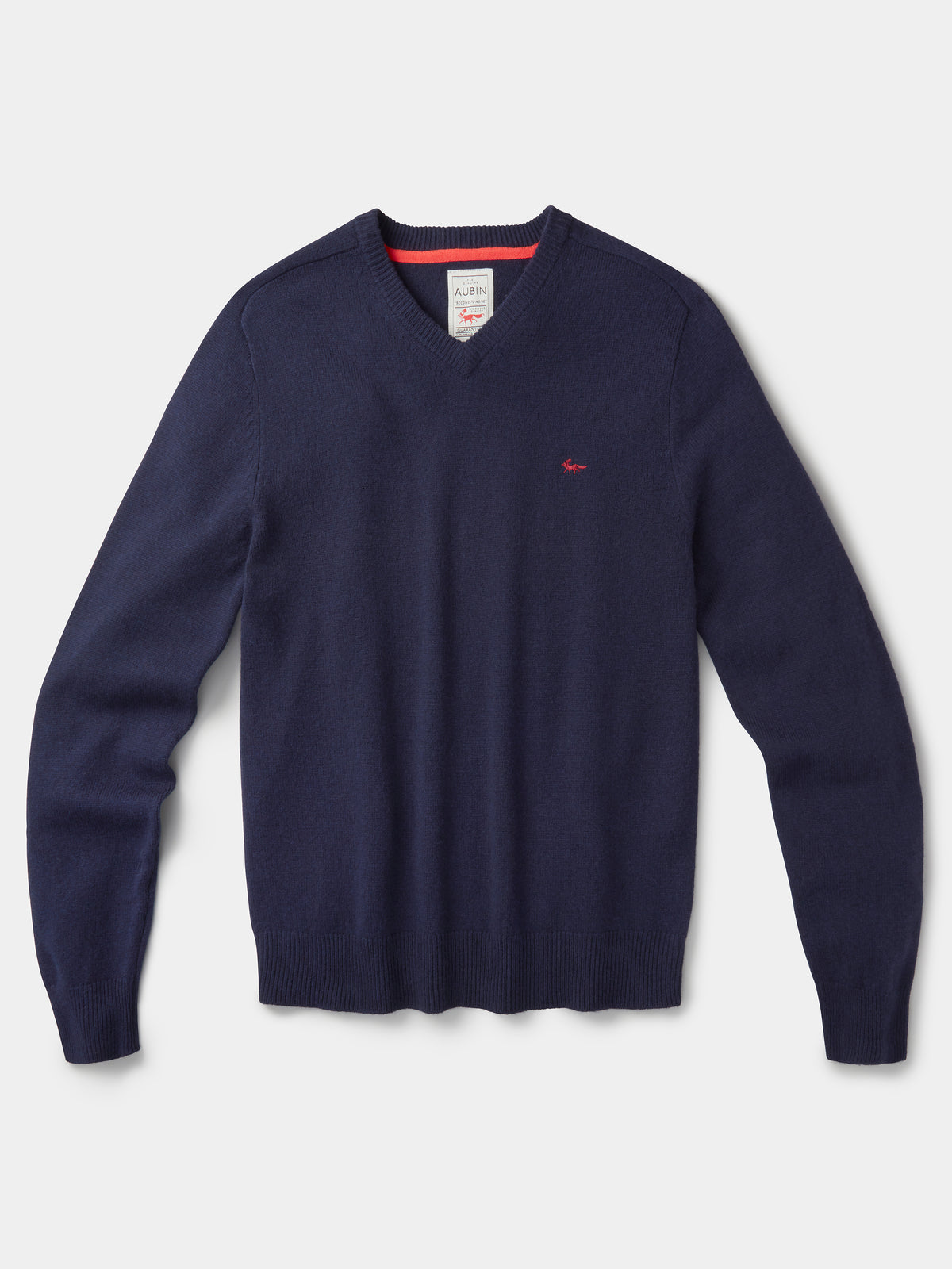 Aubin Navy Eastbourne Merino V Neck | V-Neck