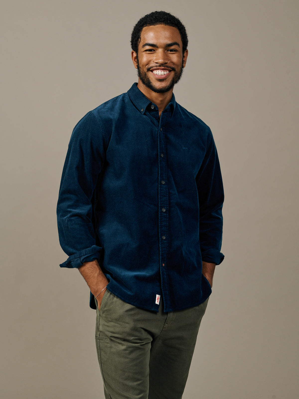 Aubin Navy Edmund Cord Shirt | Cord Shirt