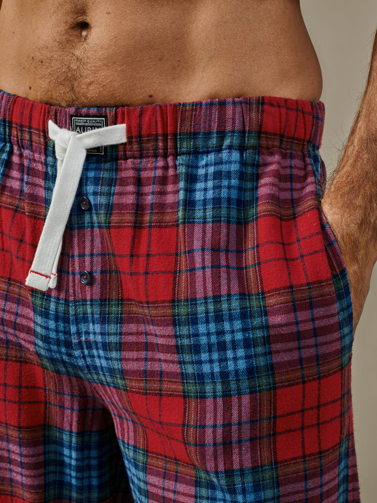 Aubin Oxblood Check Edward Lounge Pant | Loungepants