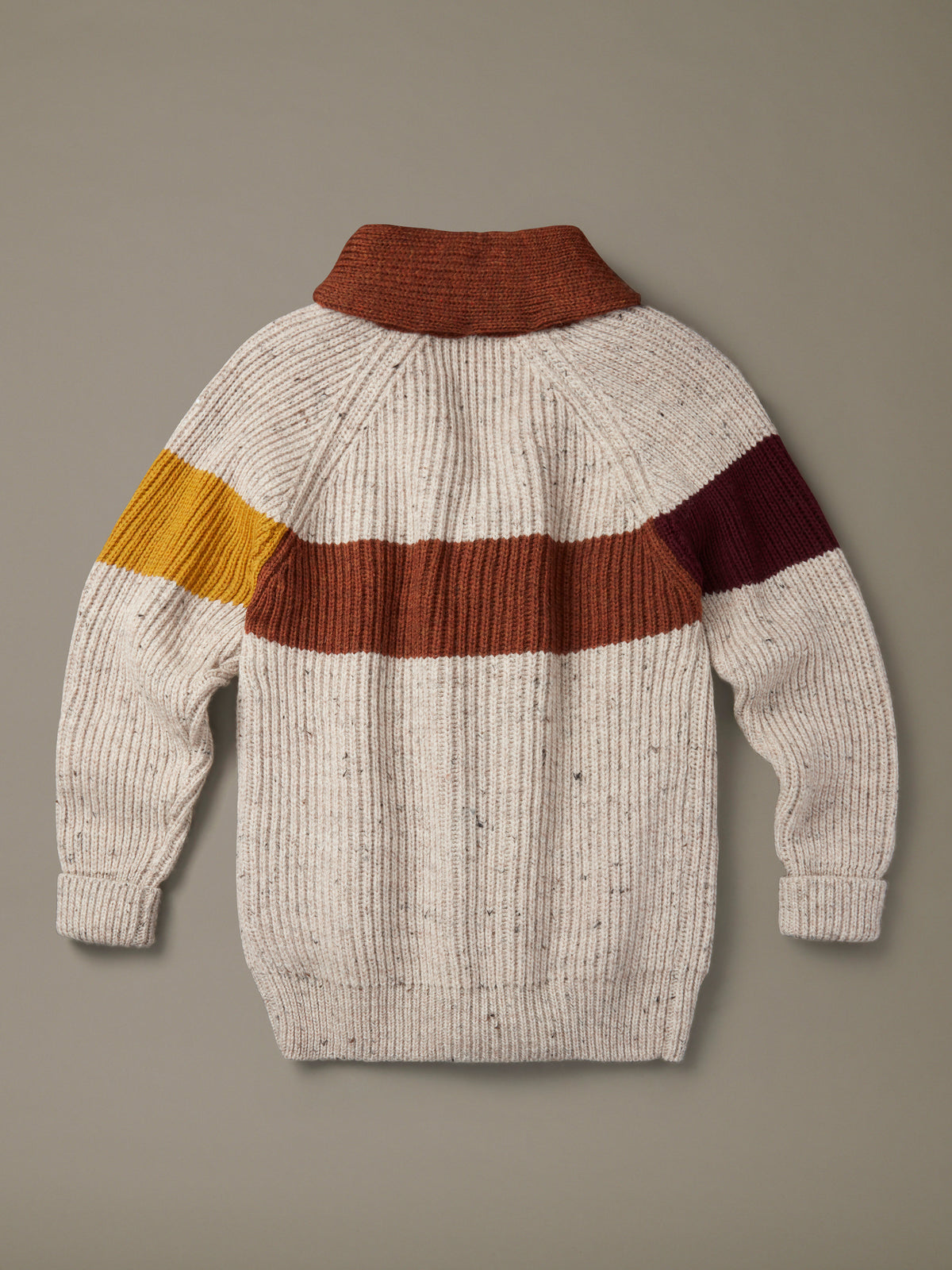 Aubin Earl Shawl Collar Cardigan in Ecru/Tan Mix, back view