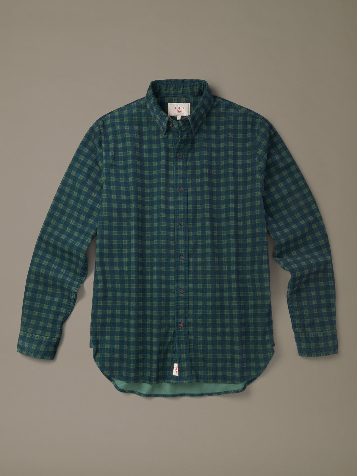 Aubin Navy Check Edmund Cord Shirt | Cord Shirt
