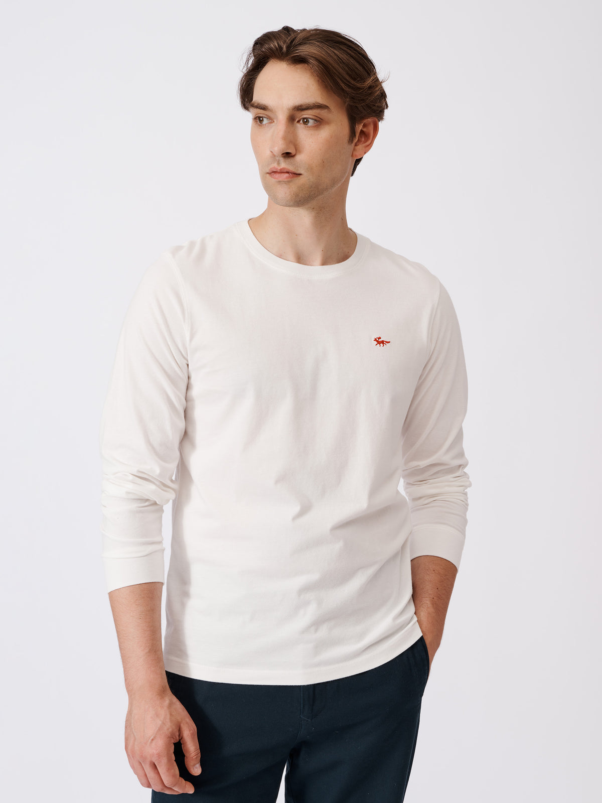Aubin White Buttermere Organic Long Sleeve T-Shirt | Long Sleeve Tee