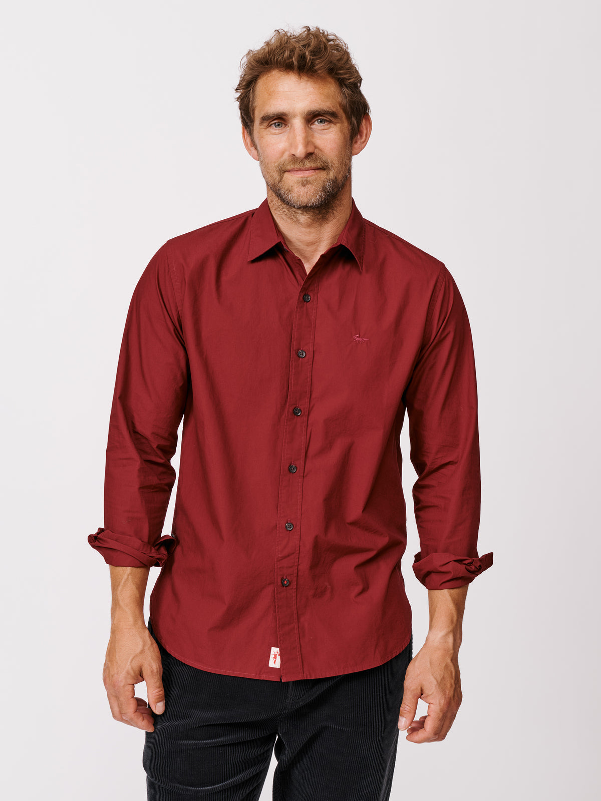 Aubin Bordeaux Chase Poplin Shirt | Poplin Shirt