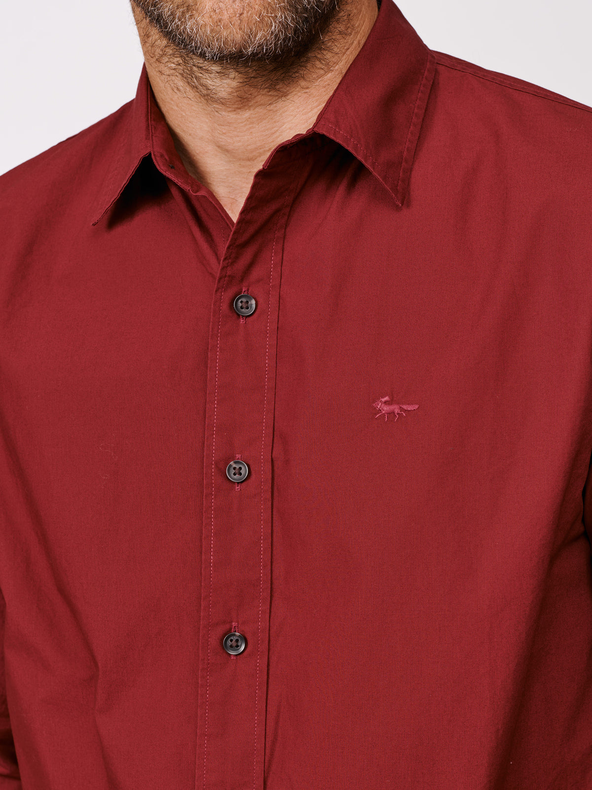 Aubin Bordeaux Chase Poplin Shirt | Poplin Shirt