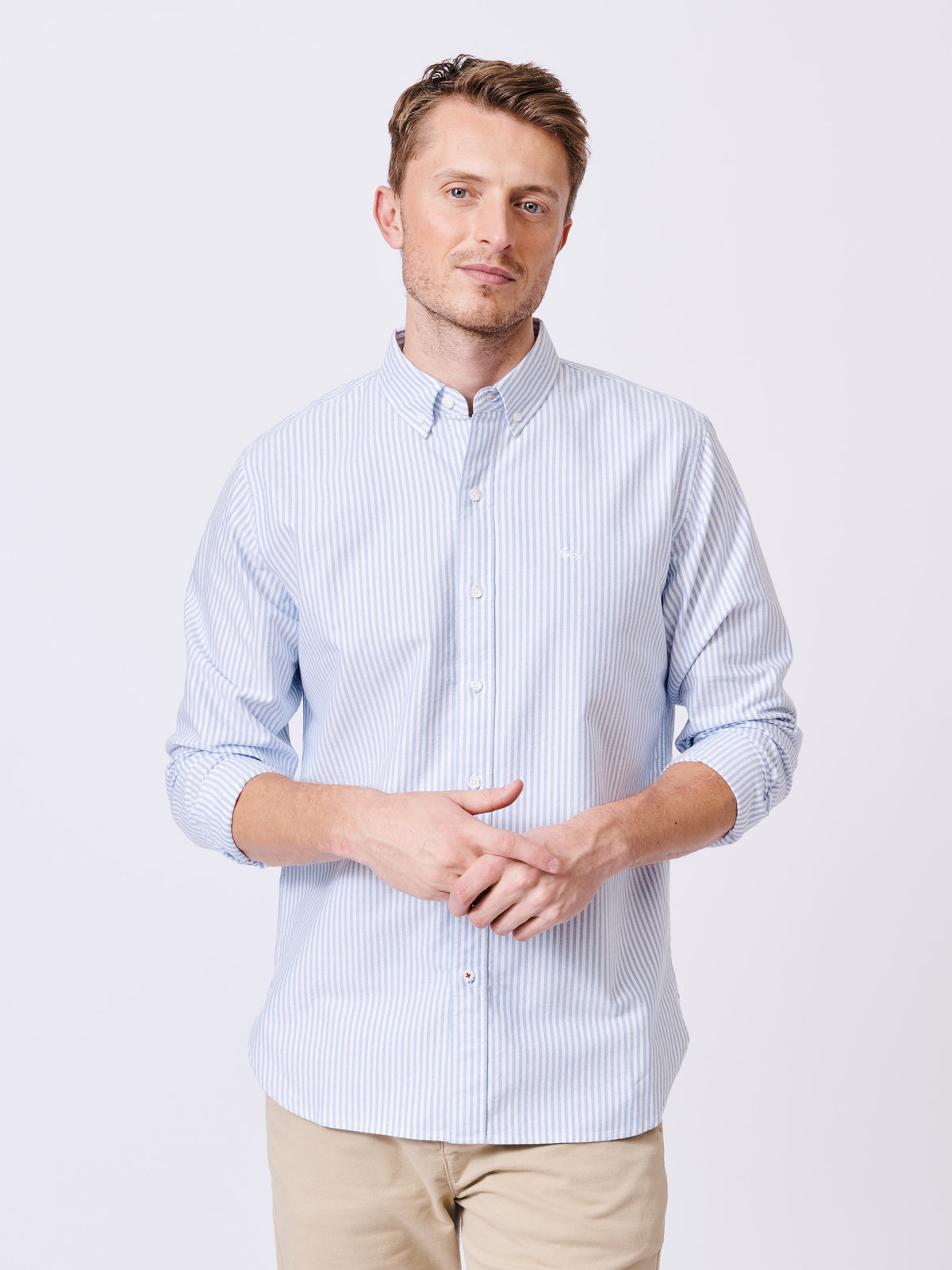 Aubin Pale Blue Stripe Alder Oxford Shirt | Oxford Shirt