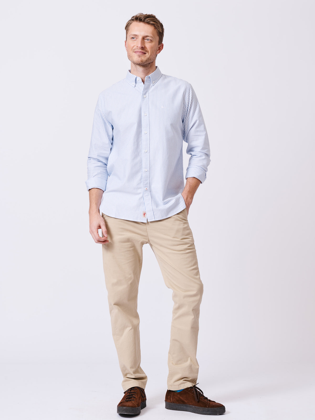 Aubin Pale Blue Stripe Alder Oxford Shirt | Oxford Shirt