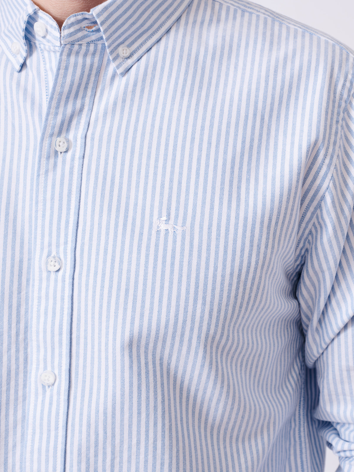 Aubin Pale Blue Stripe Alder Oxford Shirt | Oxford Shirt
