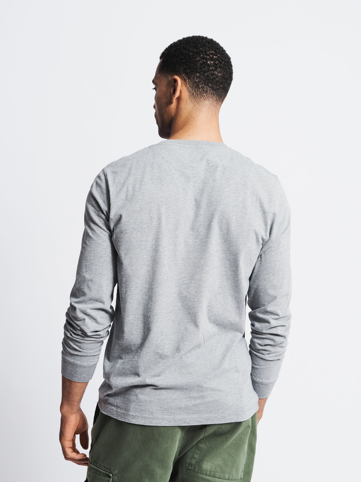 Aubin Grey Marl Buttermere Organic Long Sleeve T-Shirt | Long Sleeve Tee