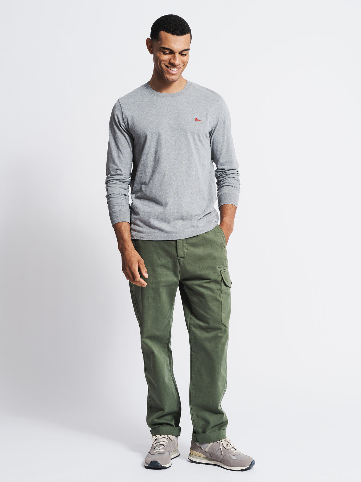 Aubin Grey Marl Buttermere Organic Long Sleeve T-Shirt | Long Sleeve Tee