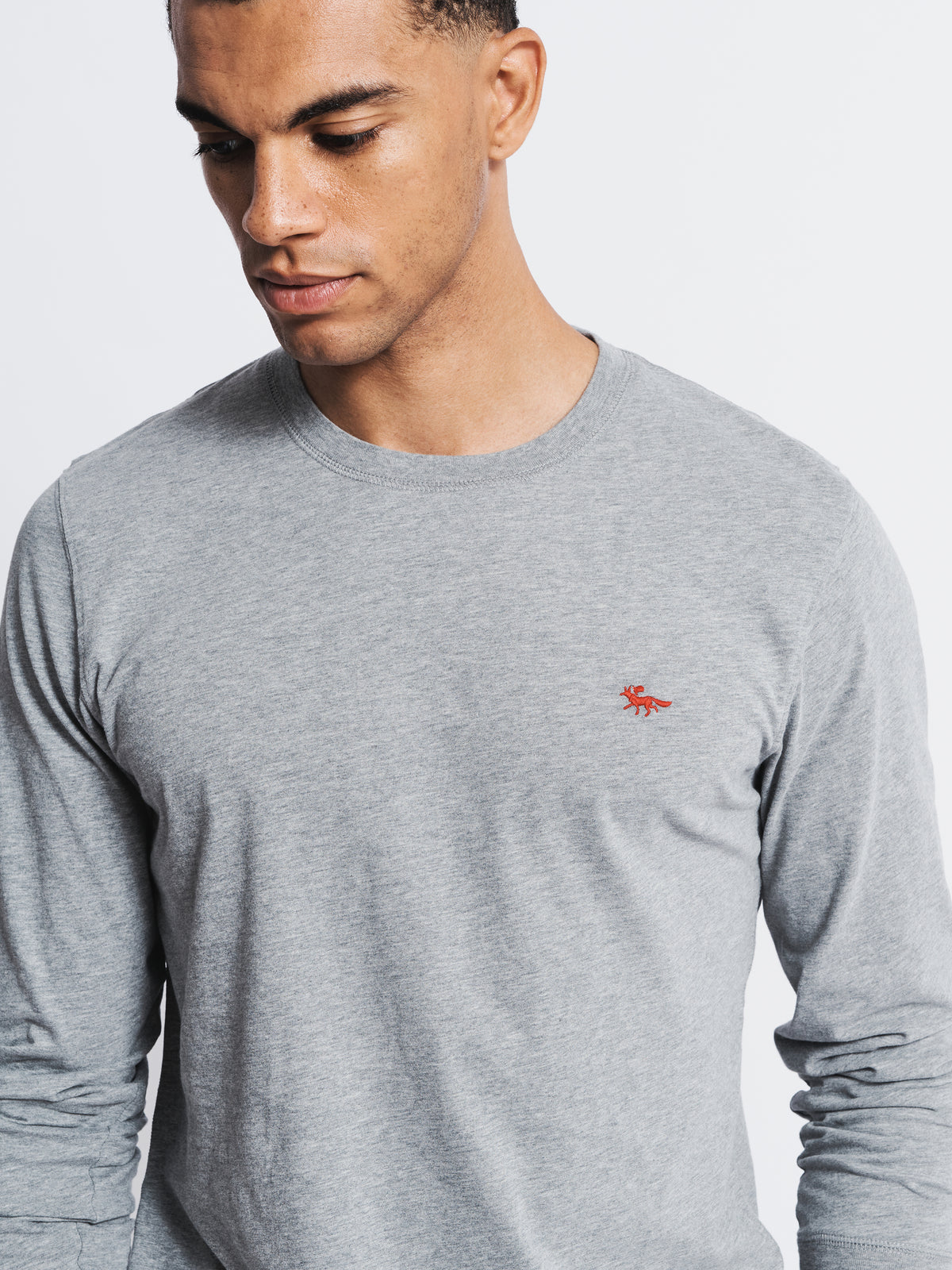 Aubin Grey Marl Buttermere Organic Long Sleeve T-Shirt | Long Sleeve Tee