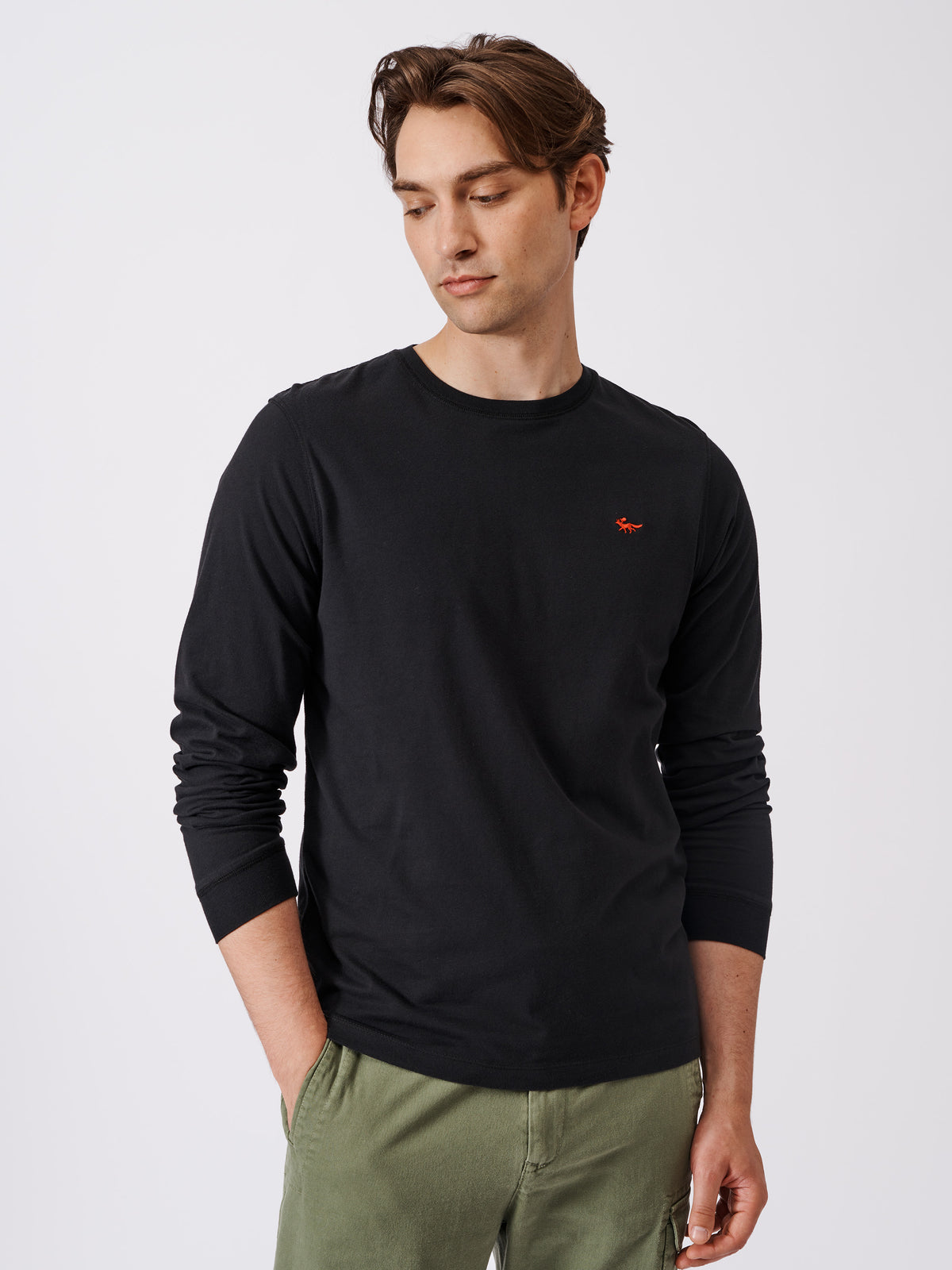 Aubin Black Buttermere Organic Long Sleeve T-Shirt | Long Sleeve Tee