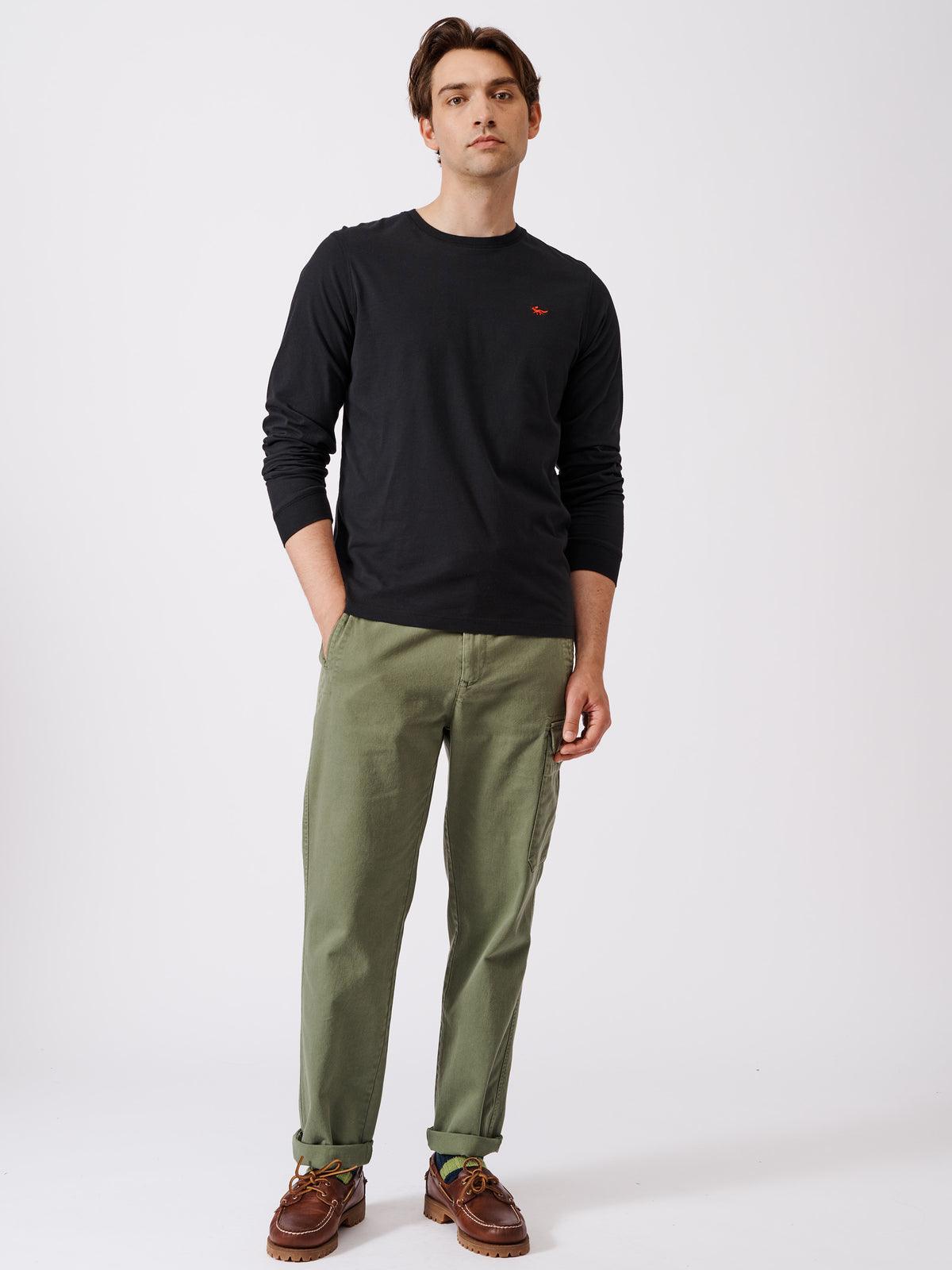 Aubin Black Buttermere Organic Long Sleeve T-Shirt | Long Sleeve Tee