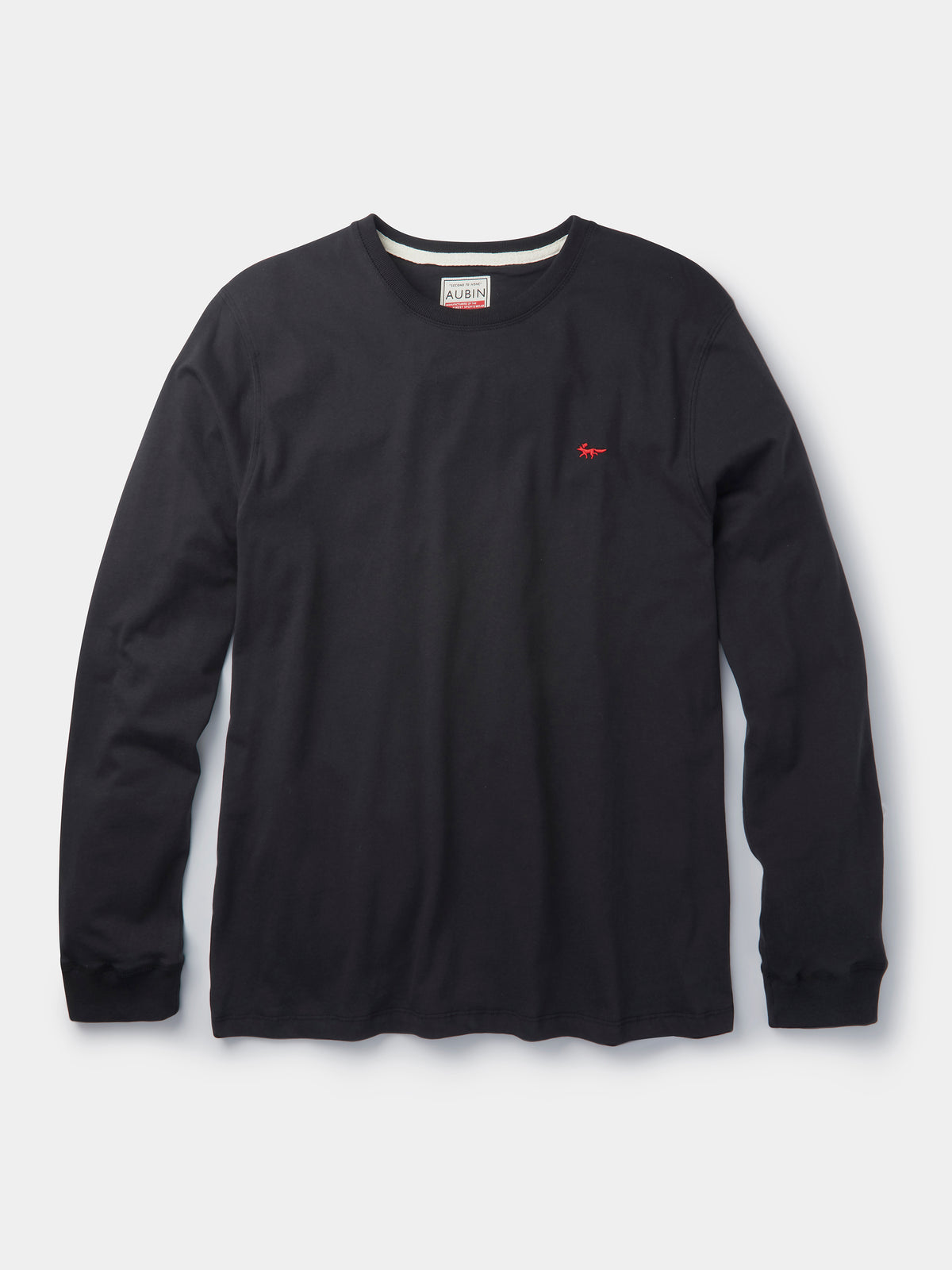 Aubin Buttermere Organic Long Sleeve T-Shirt in Black, styled as part of the Buttermere Full Lounge Set