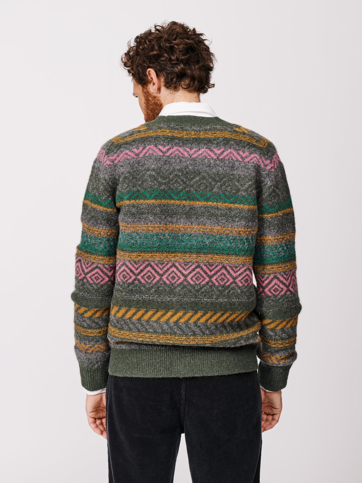 Aubin Khaki Mix Fairisle Cardigan | Cardigan