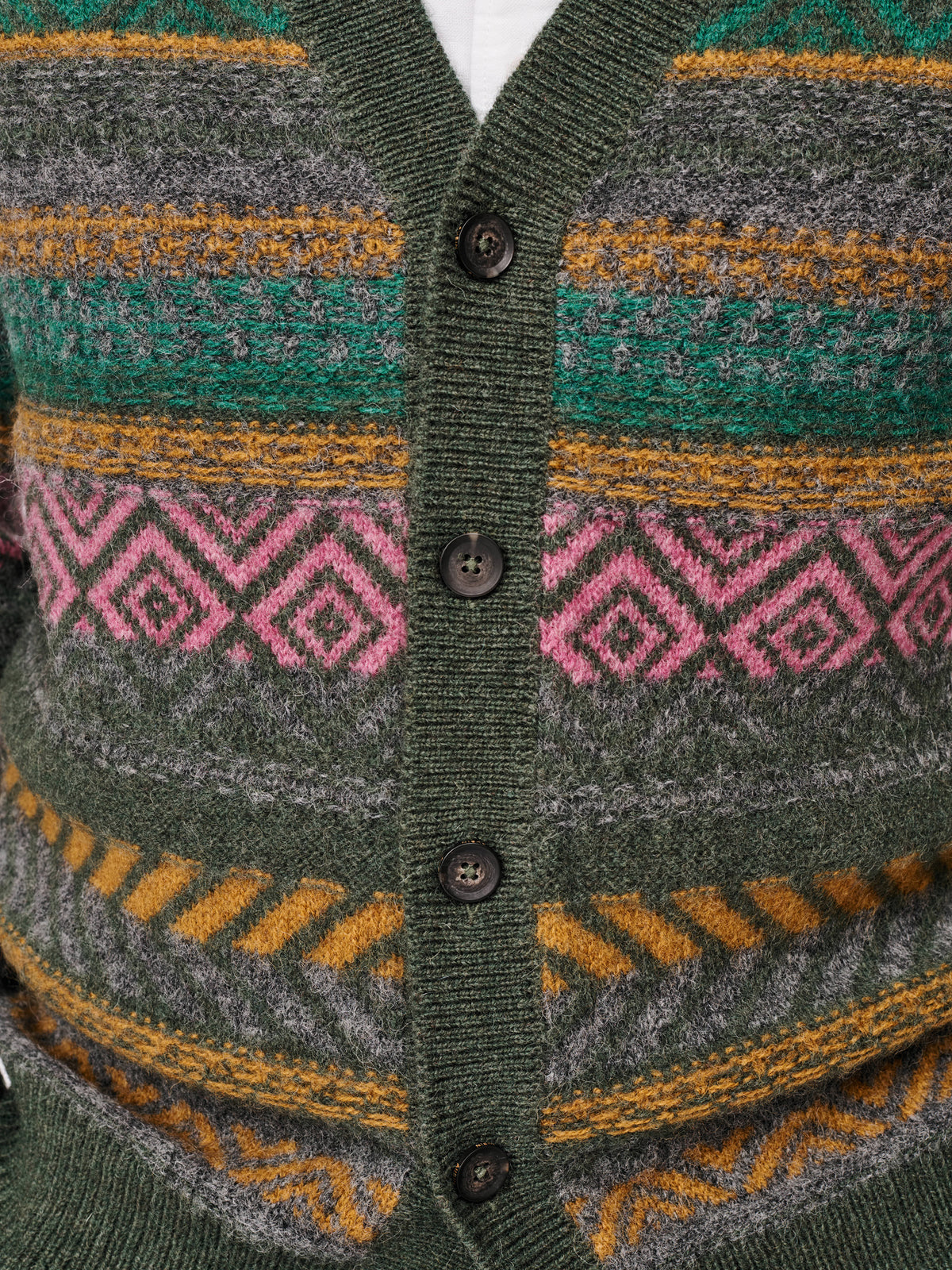 Aubin Khaki Mix Fairisle Cardigan | Cardigan