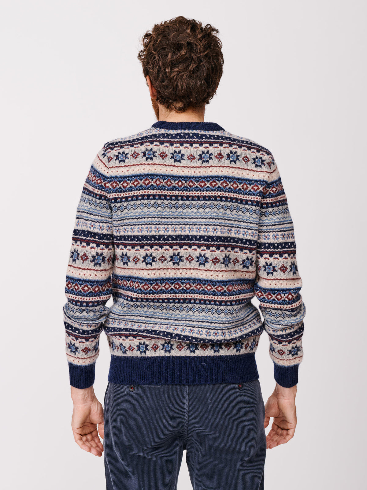 Aubin Blue/Ecru Mix Fairisle Shetland Crew | Crew Neck