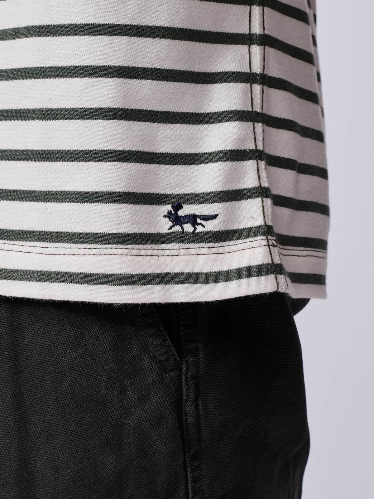 Aubin Khaki/Ecru Stripe Ferriby Long Sleeve T-Shirt | Long Sleeve Tee