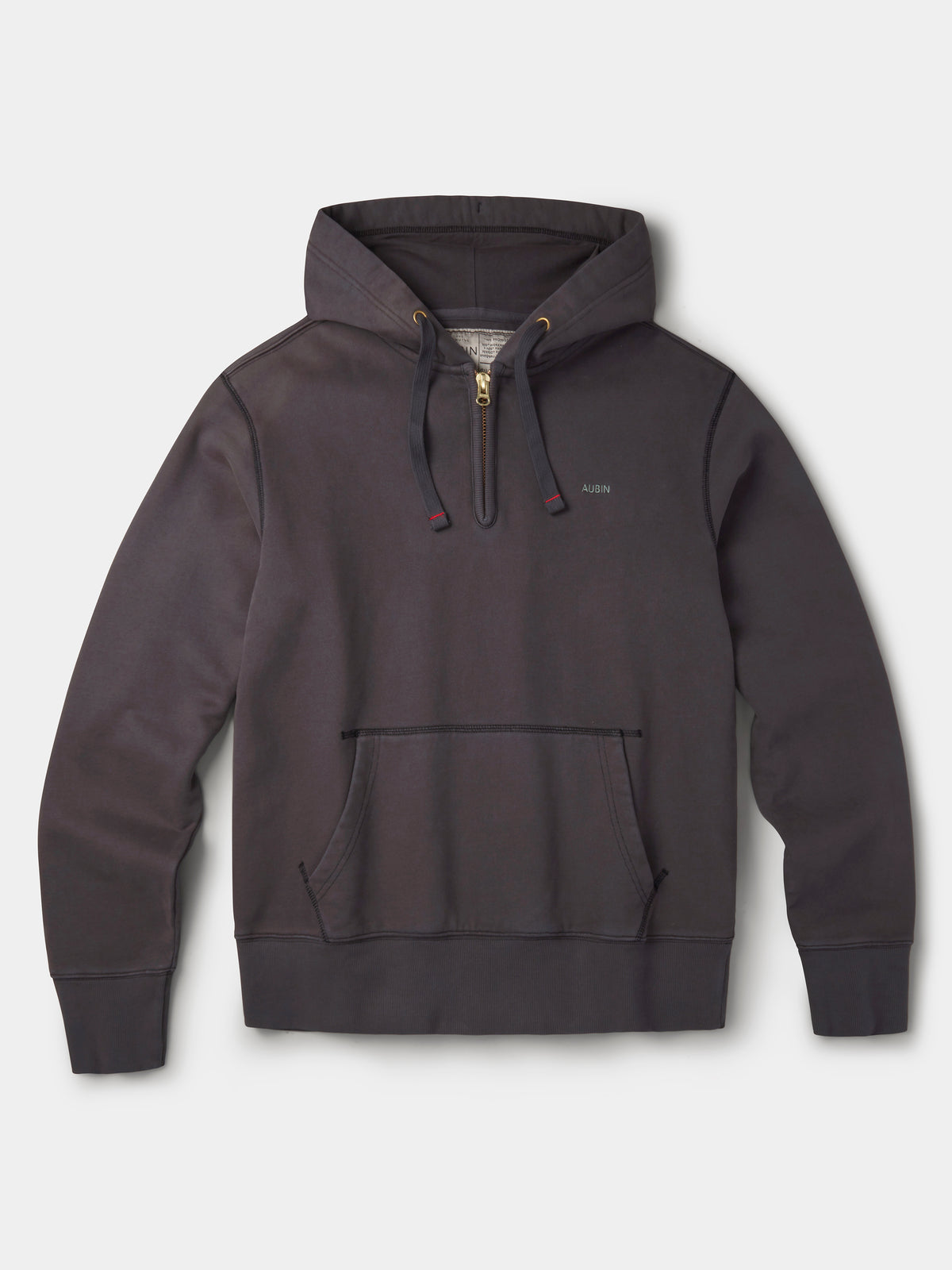 Aubin Washed Black Baildon Zip Neck Hoody | Hoody