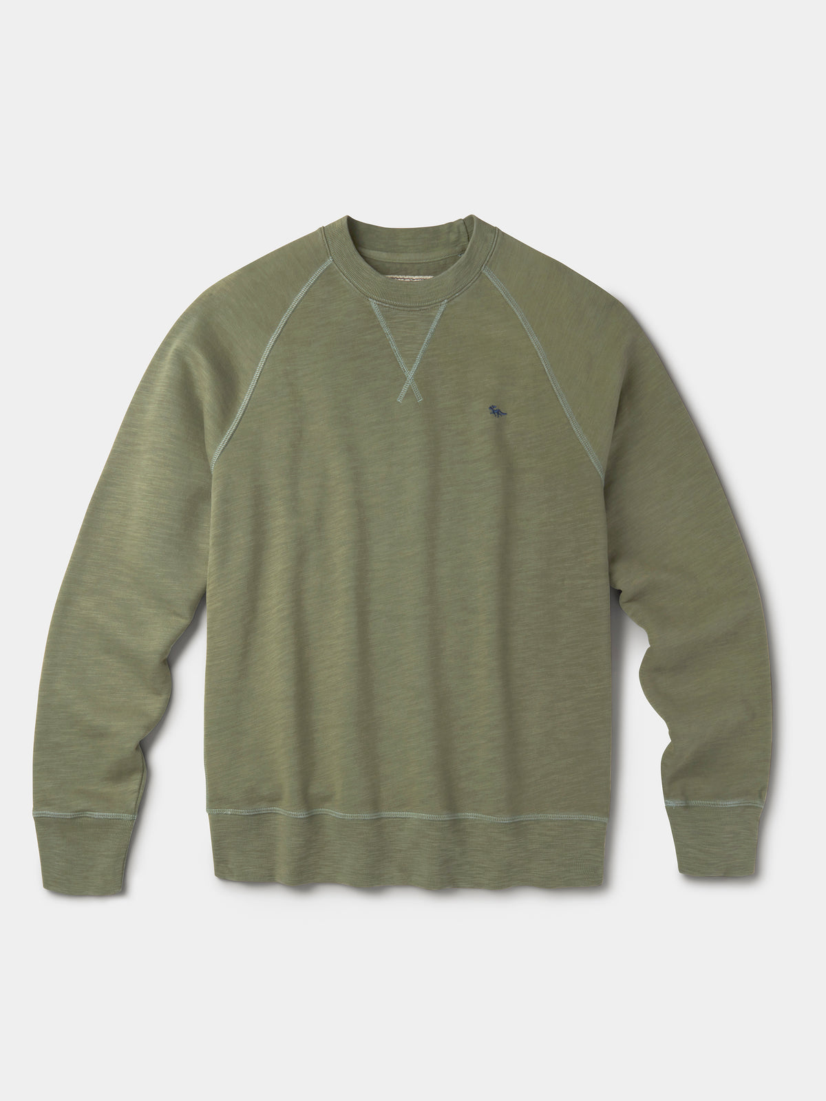 Aubin Khaki Garsdale Slub Crew | Crew Neck