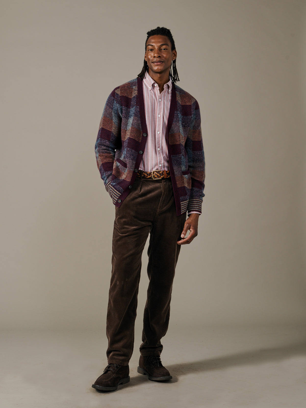 Aubin Red Mix Fournier Abstract Cardigan | Cardigan